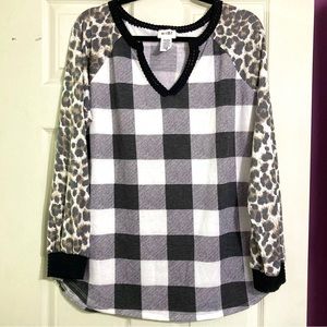 Buffalo Plaid and Leopard Top